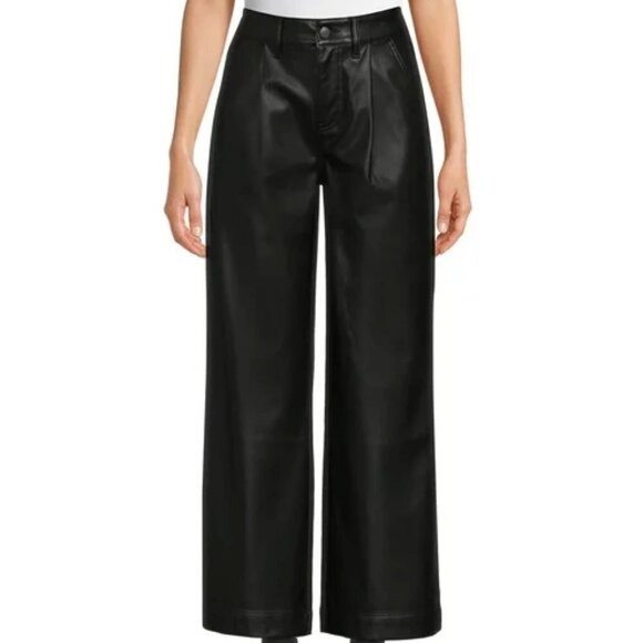 Time and Tru Women's High Rise Faux Leather Wide Leg Pant, size 4 - Picture 1 of 5